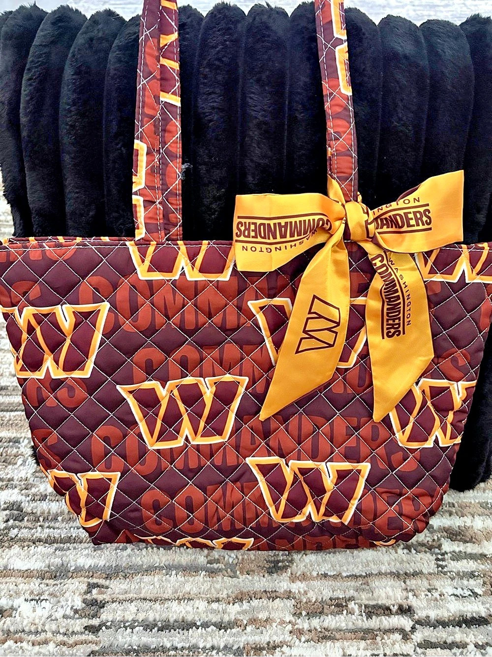 Washington commanders Brown & Yellow Geometric Tote
